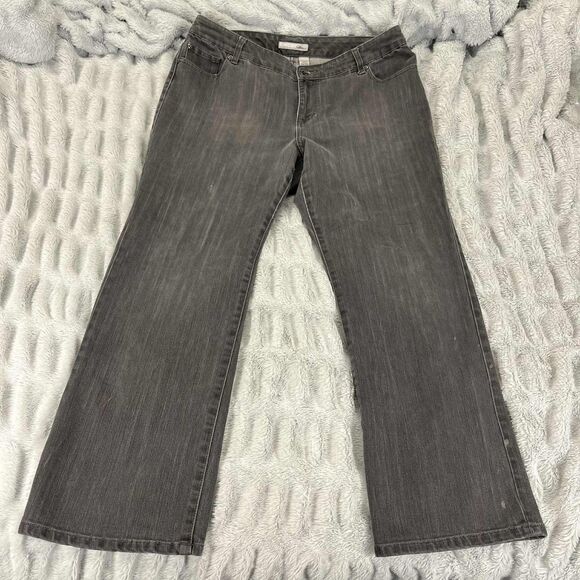 Chico's Platinum Jeans Women 2.5 Short Bootcut Mid Rise Stretch Gray Denim - Picture 1 of 8